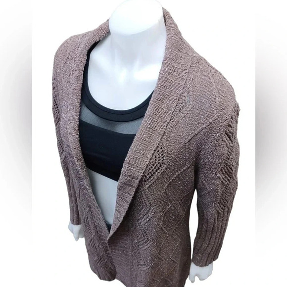 J. Jill Open Front Knit Cardigan  Sweater Brown Size Medium - Picture 4 of 8